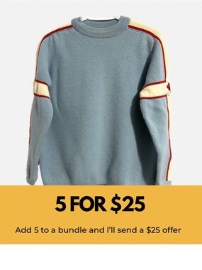 Blue Crewneck Canada Sweater with Red and Cream Stripes